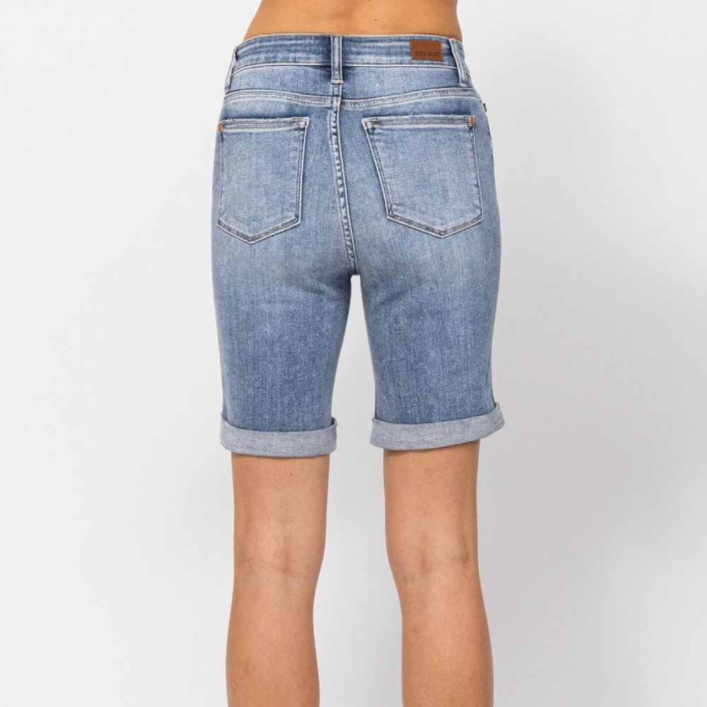 HI-RISE CUFFED BERMUDA SHORTS - Picture 2 of 4